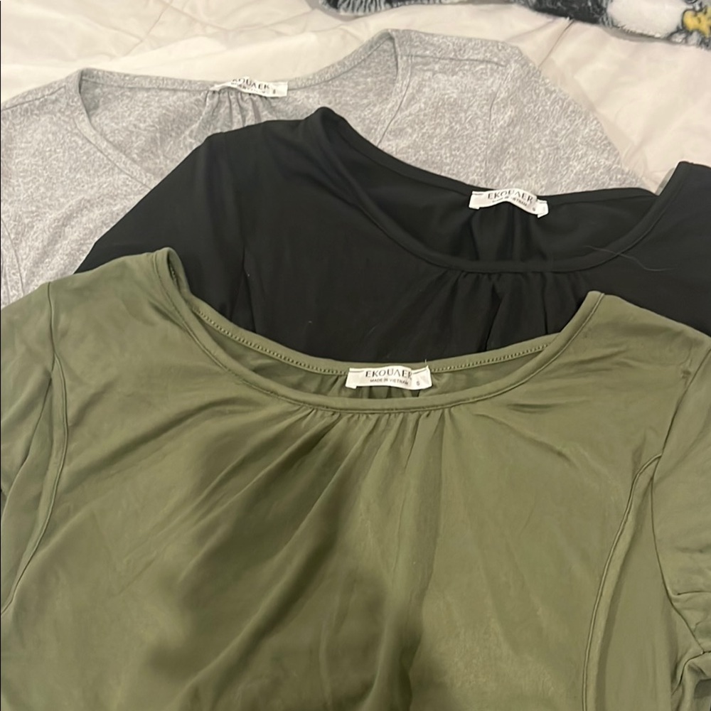 NWOT 3-Set Nursing Blouses. Green Black Gray- Bundle